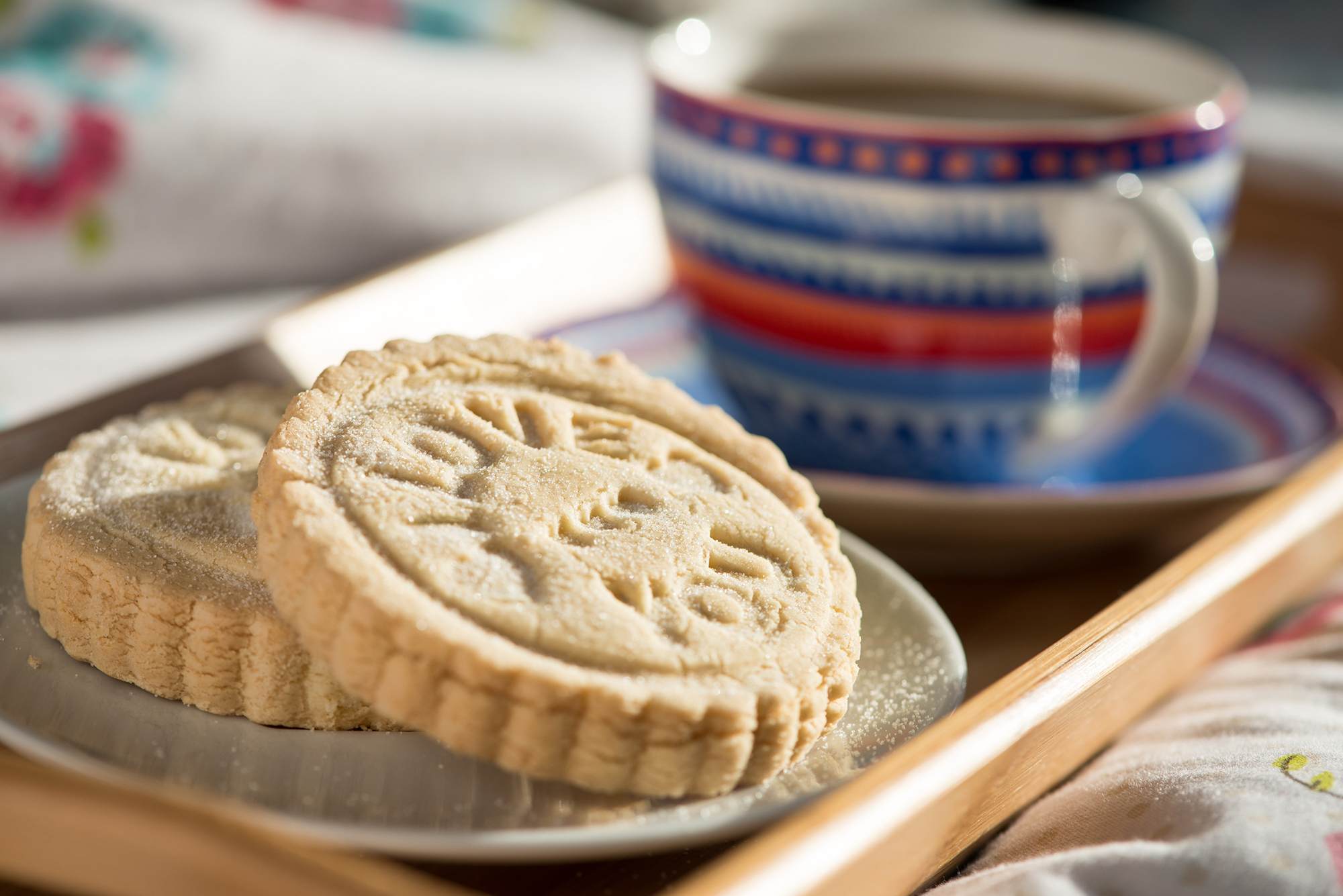 Shortbread biscuit with Cup on a tray